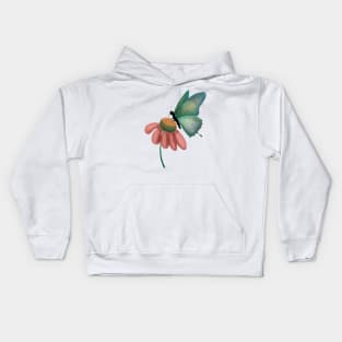 Butterfly on flower Kids Hoodie